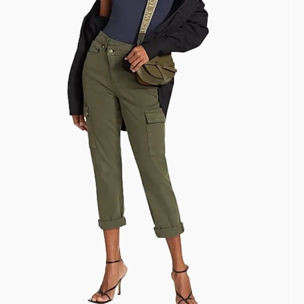 Like New! Good American Good Army Cuffed Pants Olive Green Cargo in SIze 2/26